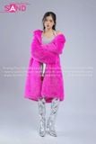 Outfit Phối Sẵn - (HAF0703 Áo Lông Form Dài Tím Hồng phối HAM0201 Áo Croptop Kim Sa Bạc Cổ Chữ U Hở Lưng - HVQ0202 Váy Xếp Li Bạc 2 Tầng Khoen)