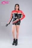 Outfit Phối Sẵn - (HAD0411 Áo Khoác Da Croptop Racing Đỏ Phối Đen phối HAQ0101 Áo Quây 2 Dây Da Bóng Đen - HQA0102 Quần Short Da Bóng Ôm Body )