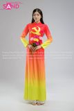 TAA0408 Áo Dài Đỏ Loang Vàng Hoạ Tiết Cờ Đảng Đỏ - Nữ