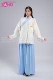 Trang Phục Cổ Trang Ngắn Hoạ Tiết Thêu Viền Xanh - Trắng