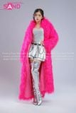 Outfit Phối Sẵn - (HAF0502 Áo Lông Form Dài Hồng phối HAM0201 Áo Croptop Kim Sa Bạc Cổ Chữ U Hở Lưng - HVQ0202 Váy Xếp Li Bạc 2 Tầng Khoen)
