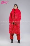 Outfit Phối Sẵn - (HAF0402 Áo Lông Form Dài - Đỏ phối HAQ0102 Áo 2 Dây Cúp Ngực Tua Rua Đen - HVV0402 Váy Da Xếp Li Ngắn Đỏ Đô )