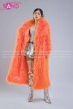 Outfit Phối Sẵn - (HAF0601 Áo Khoác Lông Cam Form Dài phối HAM0201 Áo Croptop Kim Sa Bạc Cổ Chữ U Hở Lưng - HVQ0202 Váy Xếp Li Bạc 2 Tầng Khoen )