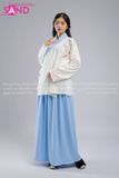 Trang Phục Cổ Trang Ngắn Hoạ Tiết Thêu Viền Xanh - Trắng