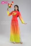 TAA0408 Áo Dài Đỏ Loang Vàng Hoạ Tiết Cờ Đảng Đỏ - Nữ