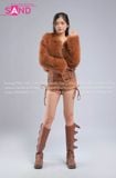 Outfit Phối Sẵn - (HAF1001 Áo Lông Crop Ngắn Nâu phối HAQ0101 Áo Quây 2 Dây Da Bóng Đen - HST1001 Quần Short Dây Rút 2 Bên Màu Nâu)
