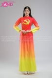 TAA0408 Áo Dài Đỏ Loang Vàng Hoạ Tiết Cờ Đảng Đỏ - Nữ