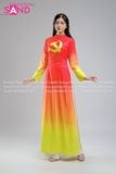 TAA0408 Áo Dài Đỏ Loang Vàng Hoạ Tiết Cờ Đảng Đỏ - Nữ
