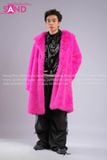 Outfit Phối Sẵn - (HAF0703 Áo Lông Form Dài Tím Hồng phối HAD0122 Áo Gile Da Bóng Nút Bạc - HQN0101 Quần Dài Đen Nắp Túi Hộp Ngang Phối Dây)