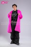 Outfit Phối Sẵn - (HAF0703 Áo Lông Form Dài Tím Hồng phối HAD0122 Áo Gile Da Bóng Nút Bạc - HQN0101 Quần Dài Đen Nắp Túi Hộp Ngang Phối Dây)