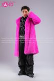Outfit Phối Sẵn - (HAF0703 Áo Lông Form Dài Tím Hồng phối HAD0122 Áo Gile Da Bóng Nút Bạc - HQN0101 Quần Dài Đen Nắp Túi Hộp Ngang Phối Dây)