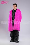Outfit Phối Sẵn - (HAF0703 Áo Lông Form Dài Tím Hồng phối HAD0122 Áo Gile Da Bóng Nút Bạc - HQN0101 Quần Dài Đen Nắp Túi Hộp Ngang Phối Dây)