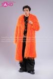 Outfit Phối Sẵn - (HAF0601 Áo Khoác Lông Cam Form Dài phối HAD0122 Áo Gile Da Bóng Nút Bạc - HQN0101 Quần Dài Đen Nắp Túi Hộp Ngang Phối Dây )