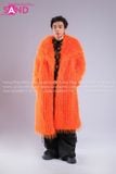 Outfit Phối Sẵn - (HAF0601 Áo Khoác Lông Cam Form Dài phối HAD0122 Áo Gile Da Bóng Nút Bạc - HQN0101 Quần Dài Đen Nắp Túi Hộp Ngang Phối Dây )
