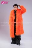 Outfit Phối Sẵn - (HAF0601 Áo Khoác Lông Cam Form Dài phối HAD0122 Áo Gile Da Bóng Nút Bạc - HQN0101 Quần Dài Đen Nắp Túi Hộp Ngang Phối Dây )