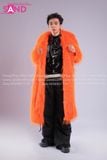 Outfit Phối Sẵn - (HAF0601 Áo Khoác Lông Cam Form Dài phối HAD0122 Áo Gile Da Bóng Nút Bạc - HQN0101 Quần Dài Đen Nắp Túi Hộp Ngang Phối Dây )