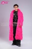 Outfit Phối Sẵn - (HAF0502 Áo Lông Form Dài Hồng phối HAD0122 Áo Gile Da Bóng Nút Bạc - HQN0101 Quần Dài Đen Nắp Túi Hộp Ngang Phối Dây)