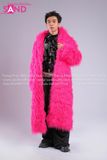 Outfit Phối Sẵn - (HAF0502 Áo Lông Form Dài Hồng phối HAD0122 Áo Gile Da Bóng Nút Bạc - HQN0101 Quần Dài Đen Nắp Túi Hộp Ngang Phối Dây)