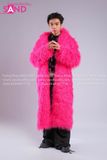 Outfit Phối Sẵn - (HAF0502 Áo Lông Form Dài Hồng phối HAD0122 Áo Gile Da Bóng Nút Bạc - HQN0101 Quần Dài Đen Nắp Túi Hộp Ngang Phối Dây)