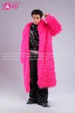 Outfit Phối Sẵn - (HAF0502 Áo Lông Form Dài Hồng phối HAD0122 Áo Gile Da Bóng Nút Bạc - HQN0101 Quần Dài Đen Nắp Túi Hộp Ngang Phối Dây)