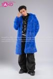 Outfit Phối Sẵn - (HAF0803 Áo Lông Form Dài Xanh Dương phối HAD0122 Áo Gile Da Bóng Nút Bạc - HQN0101 Quần Dài Đen Nắp Túi Hộp Ngang Phối Dây )