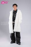 Outfit Phối Sẵn - (HAF0005 Áo Lông Form Dài Trắng phối HAD0122 Áo Gile Da Bóng Nút Bạc - HQN0101 Quần Dài Đen Nắp Túi Hộp Ngang Phối Dây)