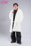 Outfit Phối Sẵn - (HAF0005 Áo Lông Form Dài Trắng phối HAD0122 Áo Gile Da Bóng Nút Bạc - HQN0101 Quần Dài Đen Nắp Túi Hộp Ngang Phối Dây)
