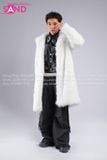 Outfit Phối Sẵn - (HAF0005 Áo Lông Form Dài Trắng phối HAD0122 Áo Gile Da Bóng Nút Bạc - HQN0101 Quần Dài Đen Nắp Túi Hộp Ngang Phối Dây)