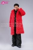 Outfit Phối Sẵn - (HAF0402 Áo Lông Form Dài Đỏ phối HAD0122 Áo Gile Da Bóng Nút Bạc - HQN0101 Quần Dài Đen Nắp Túi Hộp Ngang Phối Dây)