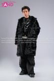 Outfit Phối Sẵn - (HAF0104 Áo Lông Form Dài Đen phối HAD0122 Áo Gile Da Bóng Nút Bạc - HQN0101 Quần Dài Đen Nắp Túi Hộp Ngang Phối Dây )