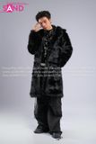 Outfit Phối Sẵn - (HAF0104 Áo Lông Form Dài Đen phối HAD0122 Áo Gile Da Bóng Nút Bạc - HQN0101 Quần Dài Đen Nắp Túi Hộp Ngang Phối Dây )