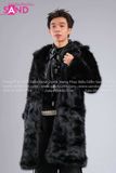 Outfit Phối Sẵn - (HAF0104 Áo Lông Form Dài Đen phối HAD0122 Áo Gile Da Bóng Nút Bạc - HQN0101 Quần Dài Đen Nắp Túi Hộp Ngang Phối Dây )