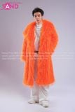 Outfit Phối Sẵn - (HAF0601 Áo Khoác Lông Cam Form Dài phối HAN0001 Áo Thun Nam Dài Tay Phối Lưới Màu Trắng - HQN0002 Quần Dài Nắp Ngang Trắng Túi Hộp Phối Dây)