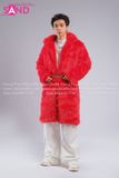 Outfit Phối Sẵn - (HAF0402 Áo Lông Form Dài - Đỏ phối HAN0001 Áo Thun Nam Dài Tay Phối Lưới Màu Trắng - HQN0002 Quần Dài Nắp Ngang Trắng Túi Hộp Phối Dây )