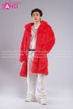Outfit Phối Sẵn - (HAF0402 Áo Lông Form Dài - Đỏ phối HAN0001 Áo Thun Nam Dài Tay Phối Lưới Màu Trắng - HQN0002 Quần Dài Nắp Ngang Trắng Túi Hộp Phối Dây )