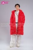 Outfit Phối Sẵn - (HAF0402 Áo Lông Form Dài - Đỏ phối HAN0001 Áo Thun Nam Dài Tay Phối Lưới Màu Trắng - HQN0002 Quần Dài Nắp Ngang Trắng Túi Hộp Phối Dây )