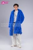 Outfit Phối Sẵn - (HAF0803 Áo Lông Form Dài - Xanh Dương phối HAN0001 Áo Thun Nam Dài Tay Phối Lưới Màu Trắng - HQN0002 Quần Dài Nắp Ngang Trắng Túi Hộp Phối Dây)