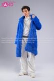 Outfit Phối Sẵn - (HAF0803 Áo Lông Form Dài - Xanh Dương phối HAN0001 Áo Thun Nam Dài Tay Phối Lưới Màu Trắng - HQN0002 Quần Dài Nắp Ngang Trắng Túi Hộp Phối Dây)