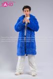 Outfit Phối Sẵn - (HAF0803 Áo Lông Form Dài - Xanh Dương phối HAN0001 Áo Thun Nam Dài Tay Phối Lưới Màu Trắng - HQN0002 Quần Dài Nắp Ngang Trắng Túi Hộp Phối Dây)