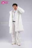 Outfit Phối Sẵn - (HAF0005 Áo Lông Form Dài - Trắng phối HAN0001 Áo Thun Nam Dài Tay Phối Lưới Màu Trắng - HQN0002 Quần Dài Nắp Ngang Trắng Túi Hộp Phối Dây)