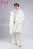 Outfit Phối Sẵn - (HAF0005 Áo Lông Form Dài - Trắng phối HAN0001 Áo Thun Nam Dài Tay Phối Lưới Màu Trắng - HQN0002 Quần Dài Nắp Ngang Trắng Túi Hộp Phối Dây)