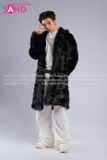 Outfit Phối Sẵn - (HAF0104 Áo Lông Form Dài - Đen phối HAN0001 Áo Thun Nam Dài Tay Phối Lưới Màu Trắng - HQN0002 Quần Dài Nắp Ngang Trắng Túi Hộp Phối Dây )
