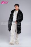 Outfit Phối Sẵn - (HAF0104 Áo Lông Form Dài - Đen phối HAN0001 Áo Thun Nam Dài Tay Phối Lưới Màu Trắng - HQN0002 Quần Dài Nắp Ngang Trắng Túi Hộp Phối Dây )