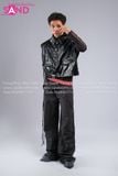 Outfit Phối Sẵn - (HAD0121 Áo Gile Da Bóng - Đen phối HAN0101 Áo Thun Nam Dài Tay Phối Lưới Màu Đen - HQN0101 Quần Dài Đen Nắp Túi Hộp Ngang Phối Dây)