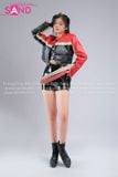 Outfit Phối Sẵn - (HAD0411 Áo Khoác Da Croptop Racing Đỏ Phối Đen phối HAQ0101 Áo Quây 2 Dây Da Bóng Đen - HQA0102 Quần Short Da Bóng Ôm Body )