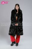 Outfit Phối Sẵn - (HAF0104 Áo Lông Form Dài Đen phối HAQ0101 Áo Quây 2 Dây Da Bóng Đen - HVV0402 Váy Da Xếp Li Ngắn Đỏ Đô)