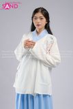 Trang Phục Cổ Trang Ngắn Hoạ Tiết Thêu Viền Xanh - Trắng