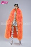 Outfit Phối Sẵn - (HAF0601 Áo Khoác Lông Cam Form Dài phối HAM0201 Áo Croptop Kim Sa Bạc Cổ Chữ U Hở Lưng - HVQ0202 Váy Xếp Li Bạc 2 Tầng Khoen )