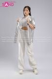 Outfit Phối Sẵn - (HAB0201 Áo Bóng Chày Bạc phối HQN0002 Quần Dài Nắp Ngang Trắng Túi Hộp Phối Dây)