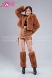 Outfit Phối Sẵn - (HAF1001 Áo Lông Crop Ngắn Nâu phối HAQ0101 Áo Quây 2 Dây Da Bóng Đen - HST1001 Quần Short Dây Rút 2 Bên Màu Nâu)